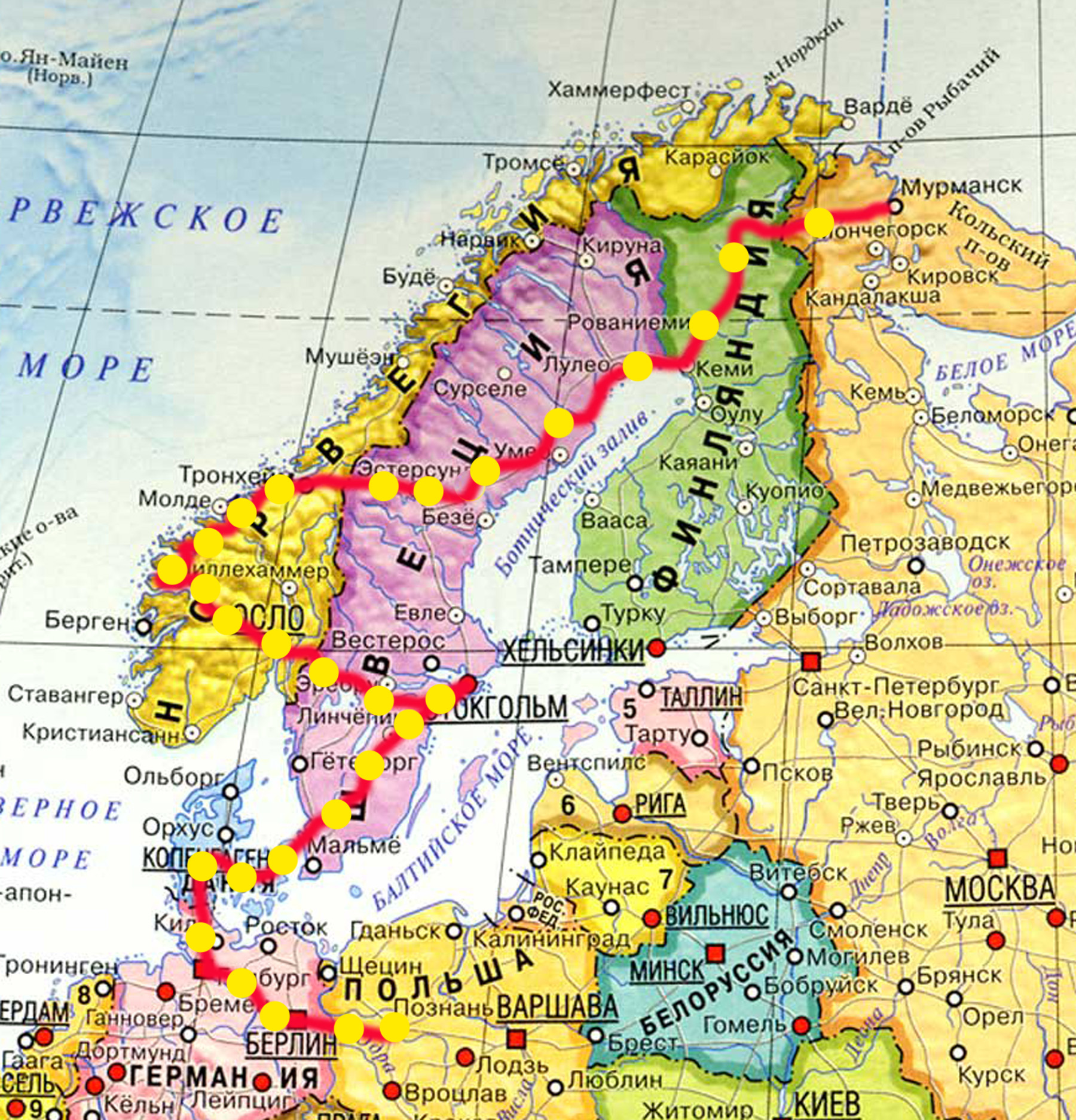 Граница России и Финляндии на карте